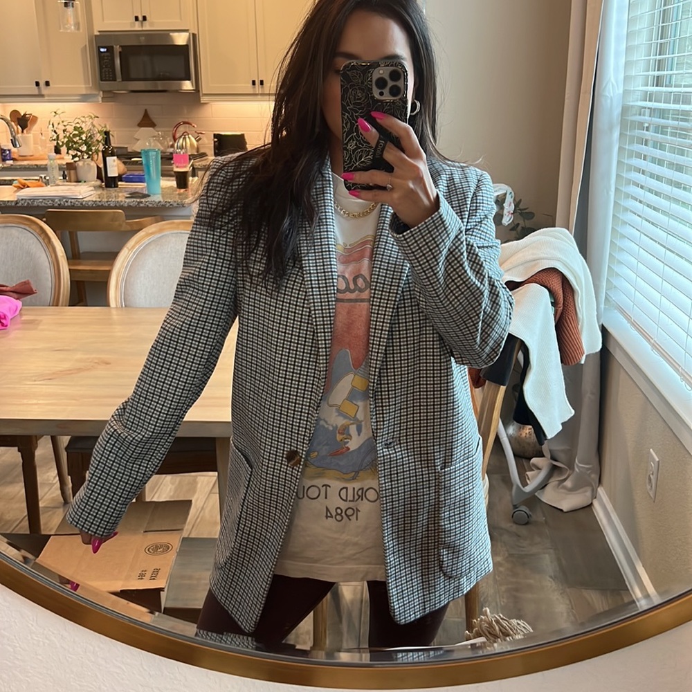 Plaid boyfriend blazer
